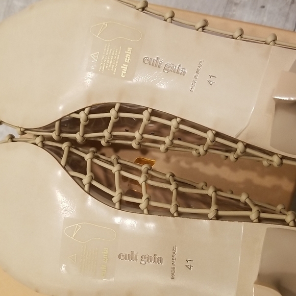 💕CULT GAIA💕 Kenny Pump Mule ~ Pointed Toe Basket Weave Leather Sand EU 41 NWT - Picture 15 of 16